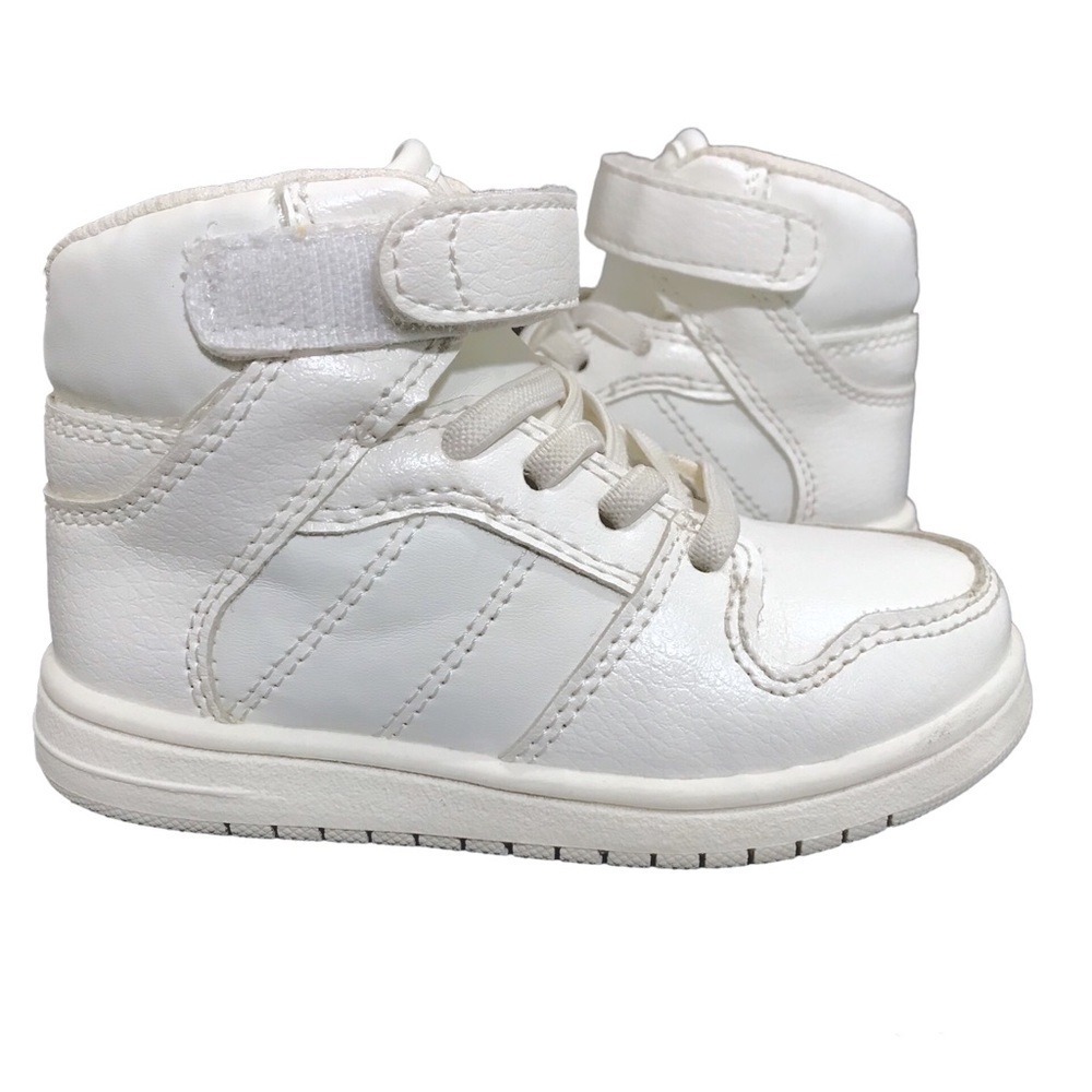 The Children’s Place White High Top Hook and Loop Lace Up Sneakers EUC